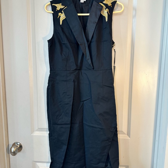 NEW Altuzarra for Target Black &Gold Embroidered Side Slit Sleeveless MIDI Dress - Picture 10 of 11